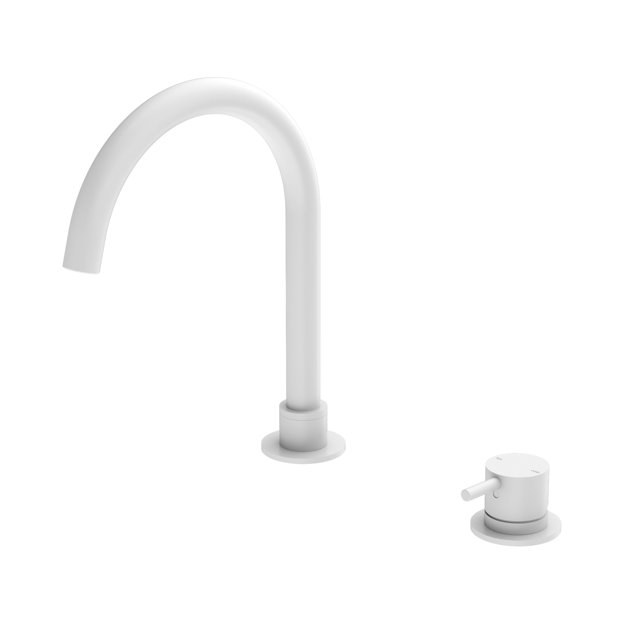 Nero Mecca Hob Basin Mixer Round Swivel Spout, Matte White