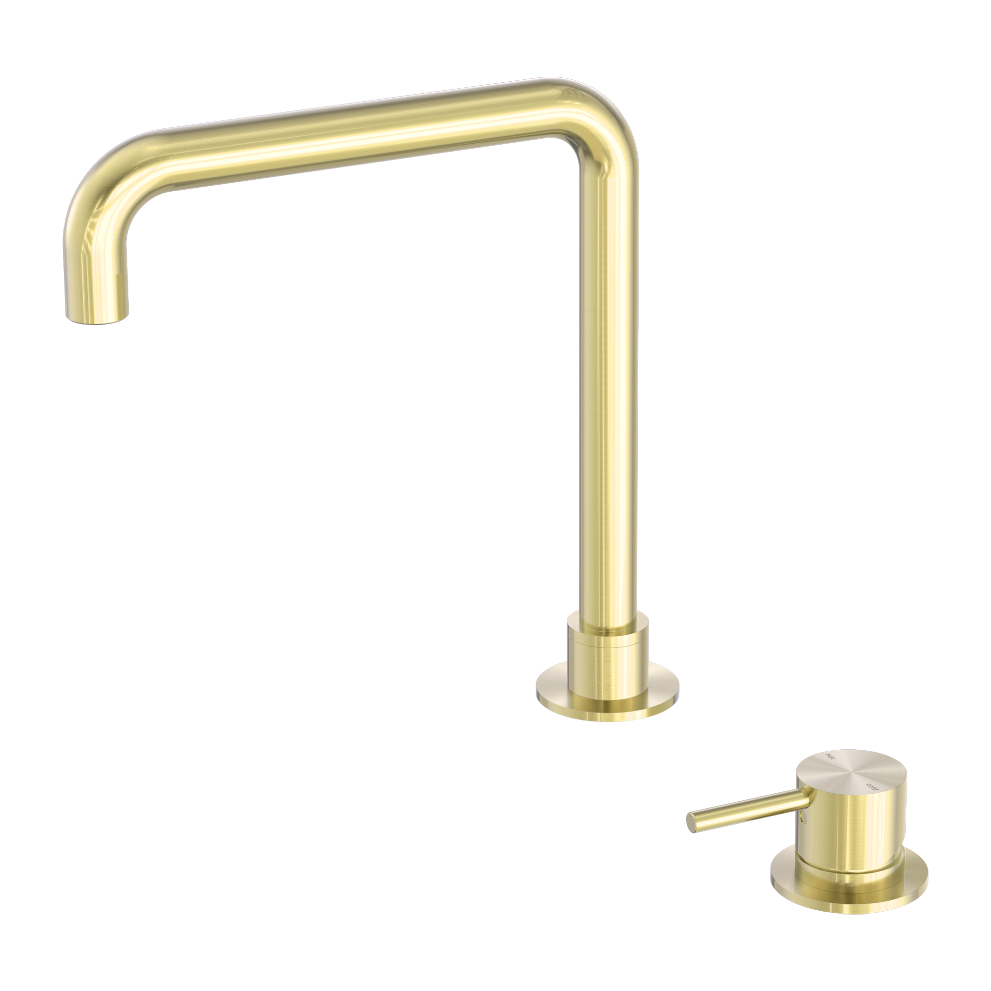Nero Mecca Hob Basin Mixer Square Swivel Spout, Brushed Gold