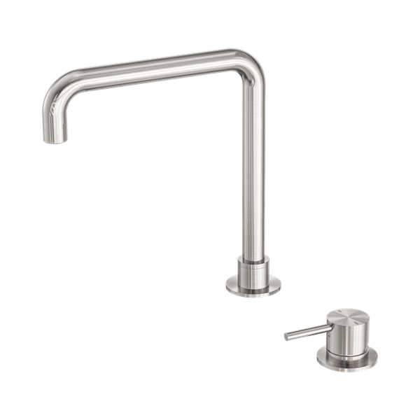 Nero Mecca Hob Basin Mixer Square Swivel Spout, Brushed Nickel