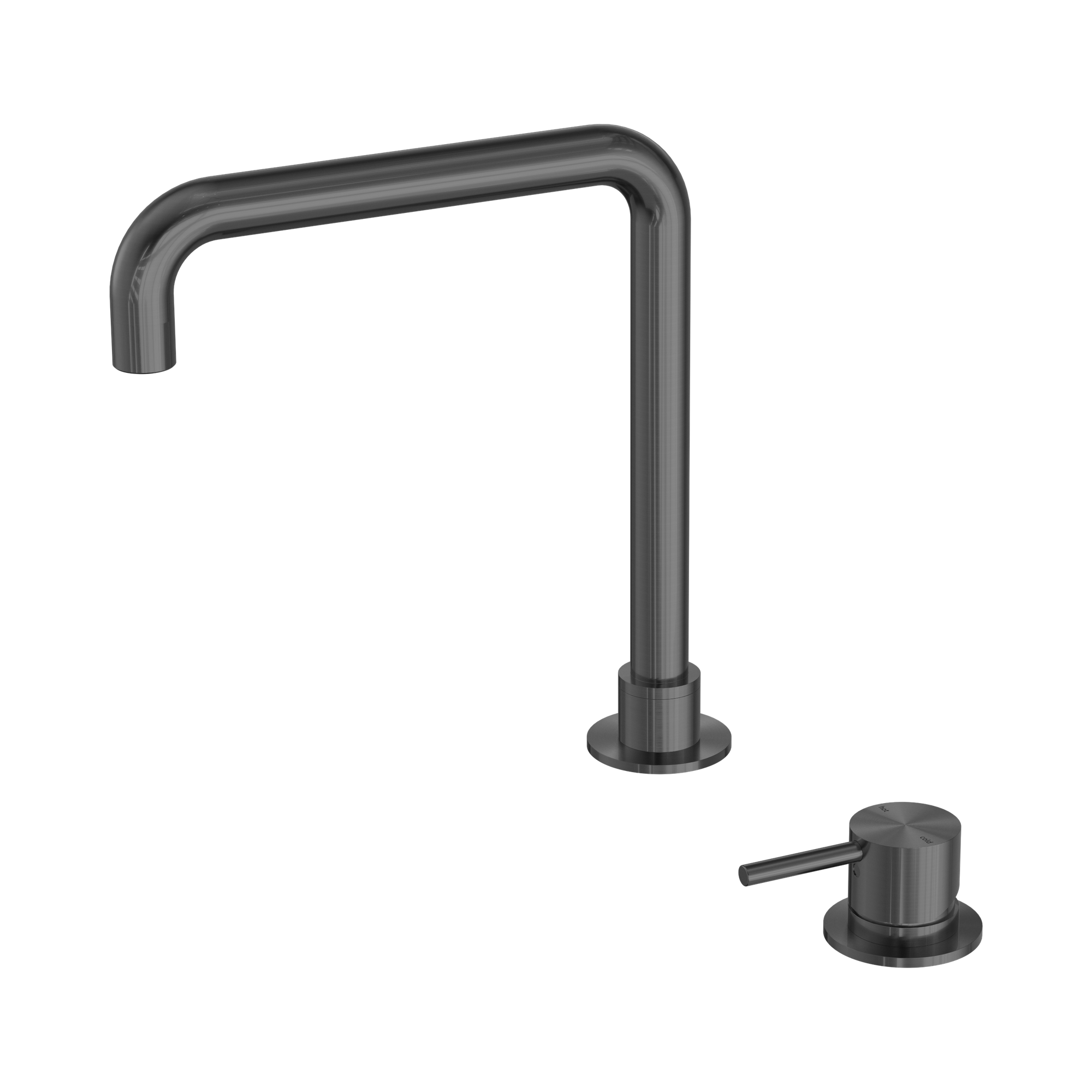 Nero Mecca Hob Basin Mixer Square Swivel Spout, Gun Metal