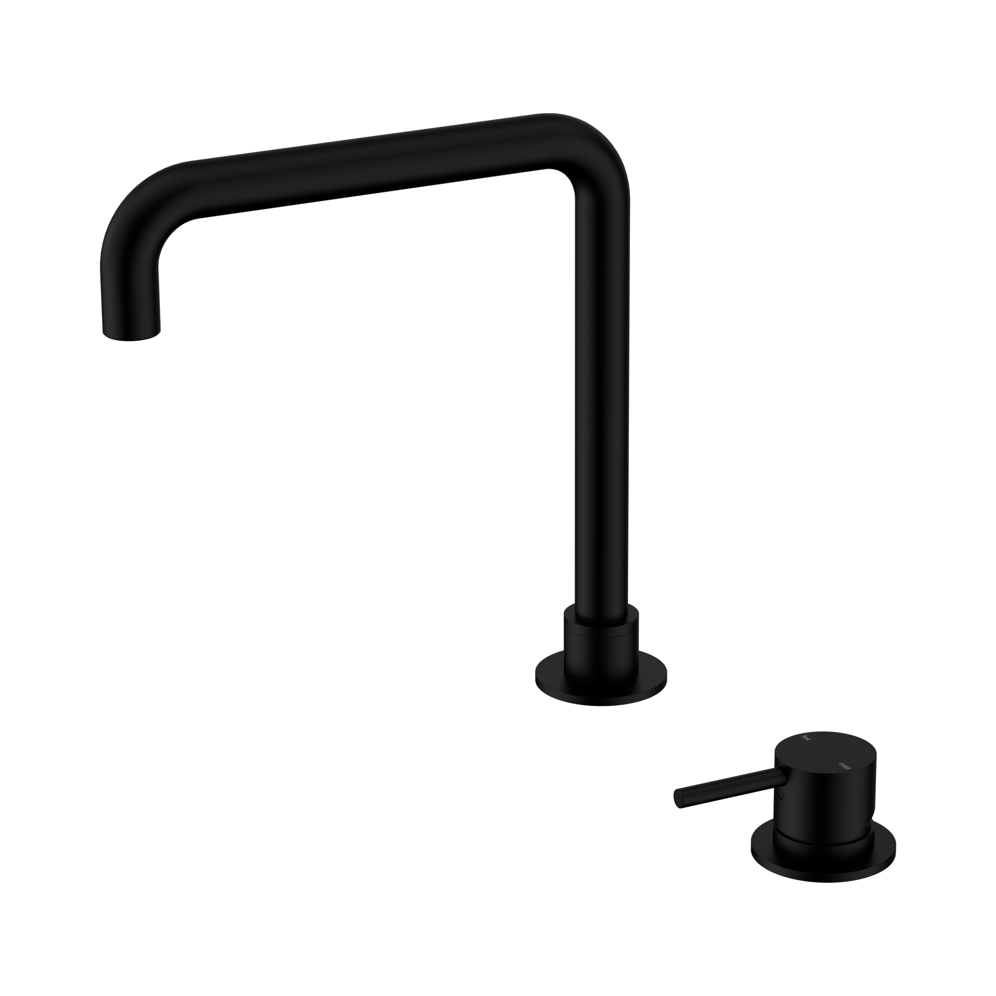Nero Mecca Hob Basin Mixer Square Swivel Spout, Matte Black
