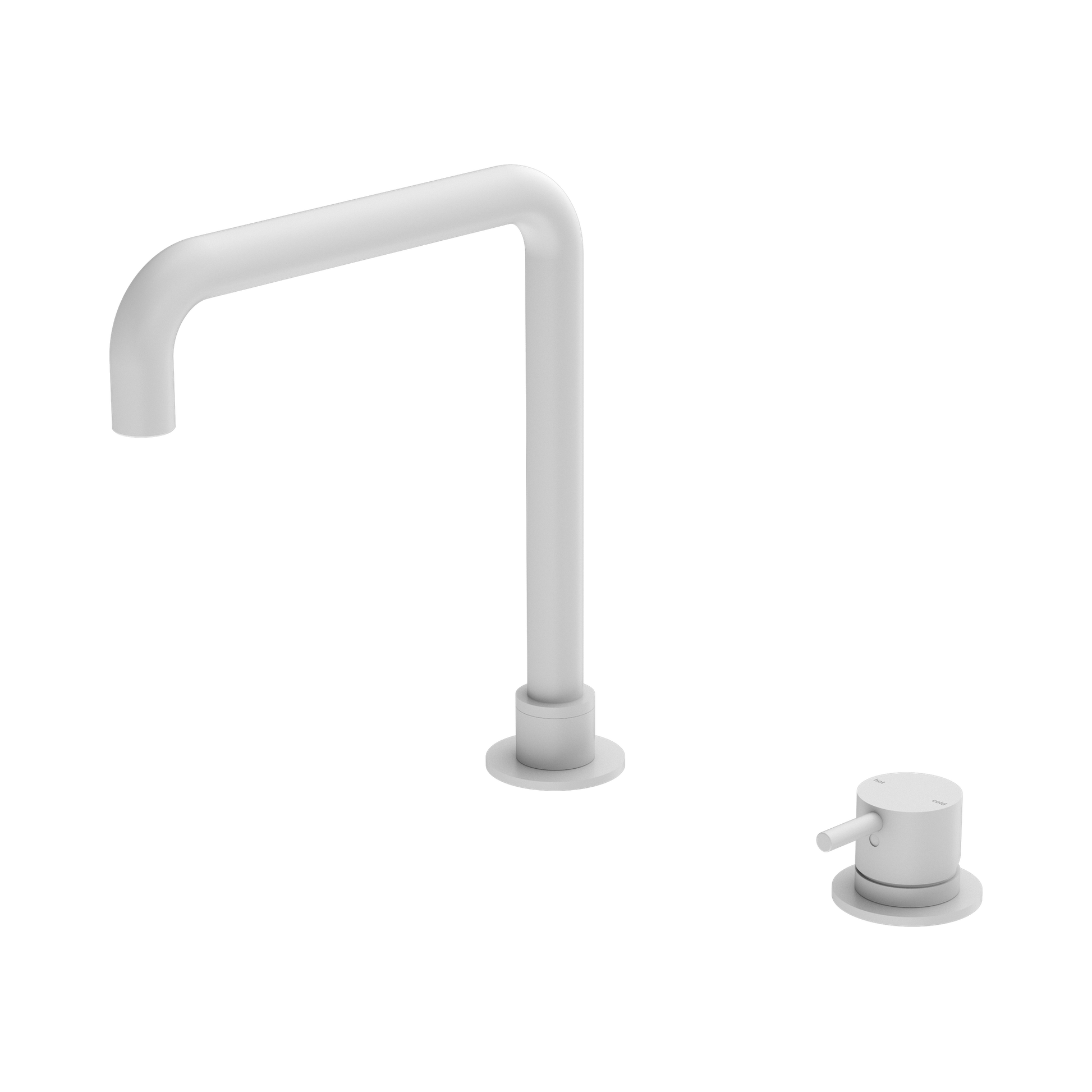 Nero Mecca Hob Basin Mixer Square Swivel Spout, Matte White