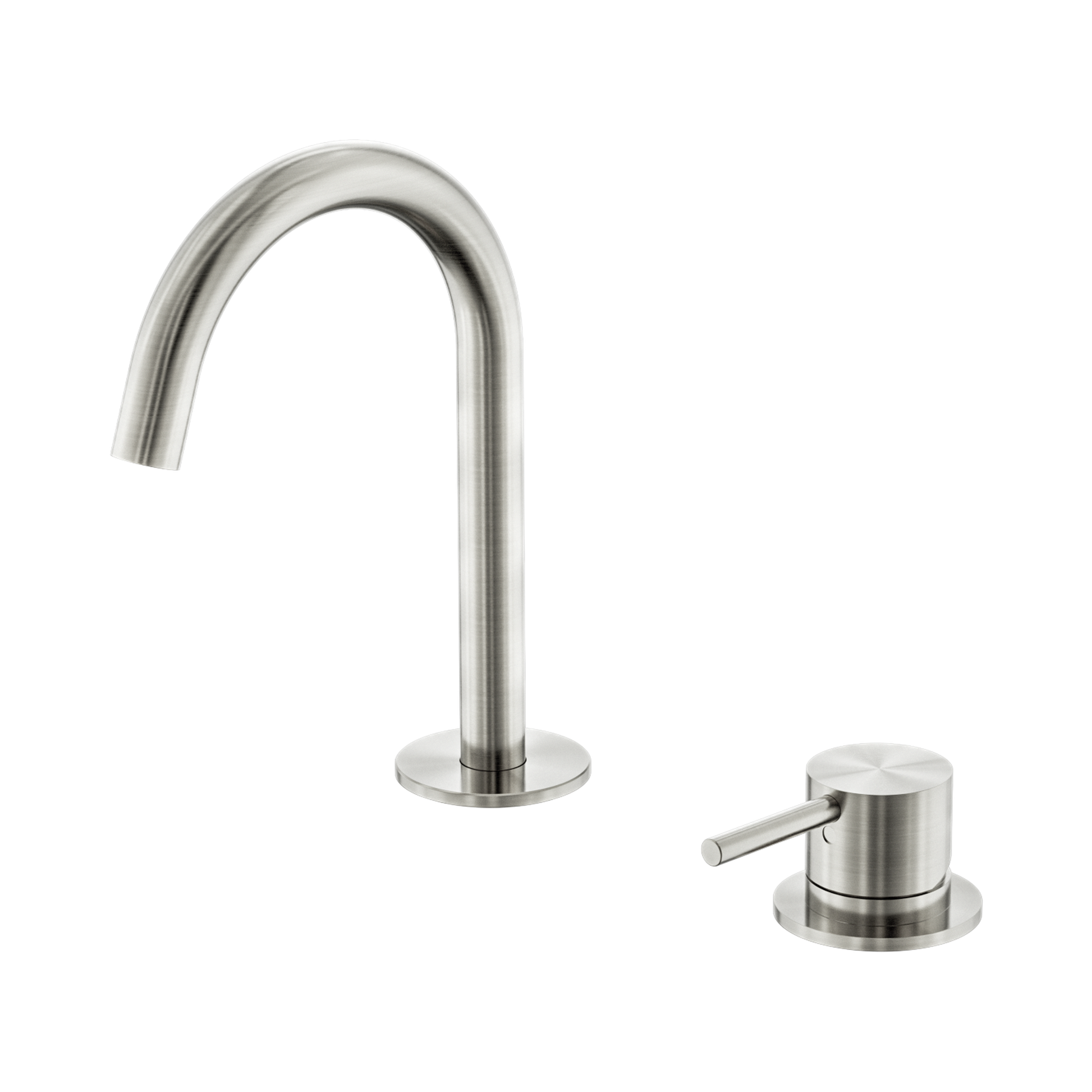 Nero Mecca Hob Basin Mixer Set Arc Spout, Brushed Nickel