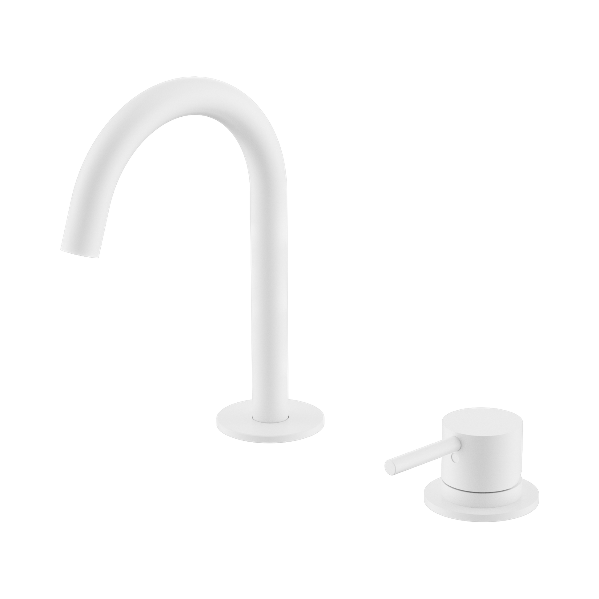 Nero Mecca Hob Basin Mixer Set Arc Spout, Matte White