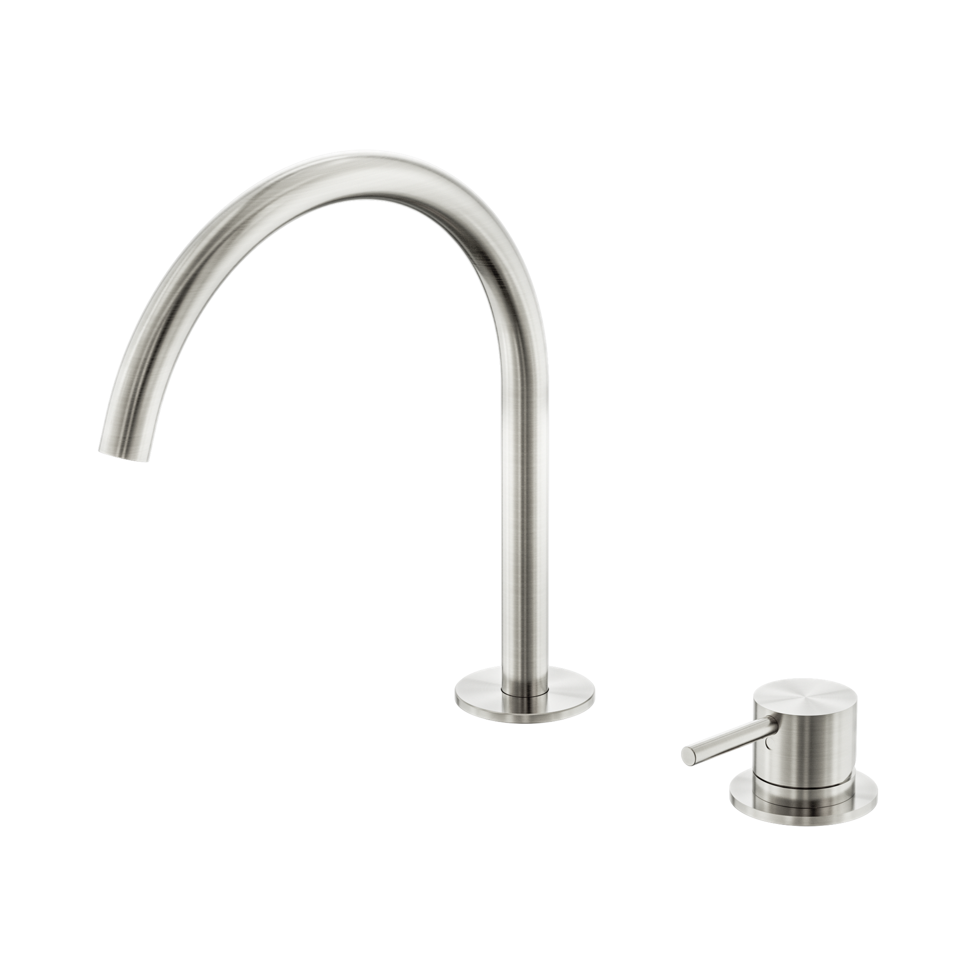 Nero Mecca Hob Bath/Kitchen Mixer Set Arc Spout, Brushed Nickel