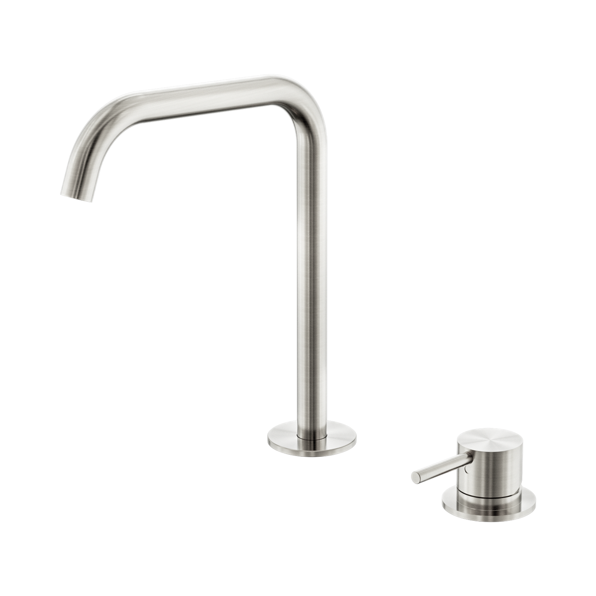 Nero Mecca Hob Bath/Kitchen Mixer Set Edge Spout, Brushed Nickel