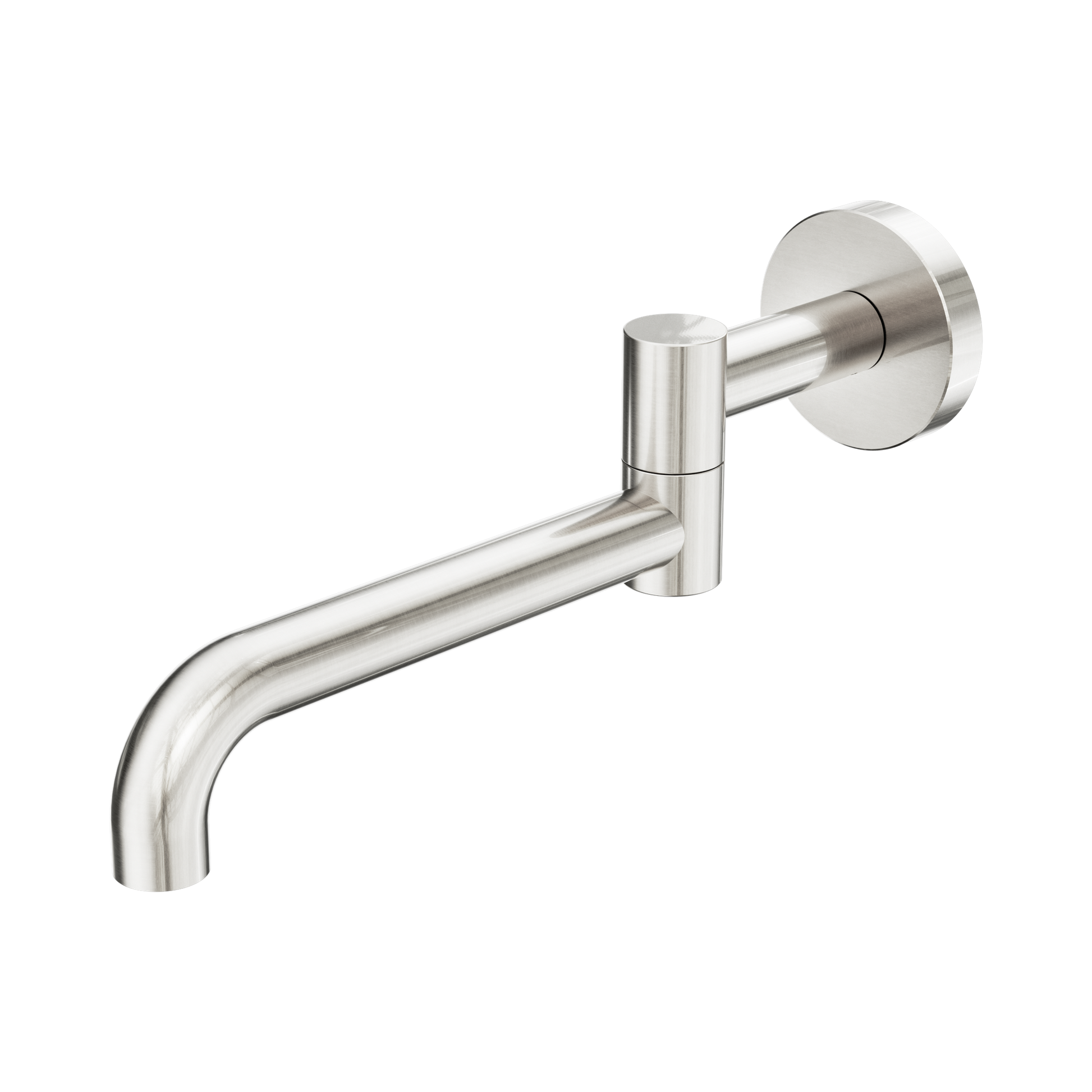 Nero Mecca Wall Mounted Swivel Bath Spout Only 225mm II, Brushed Nickel
