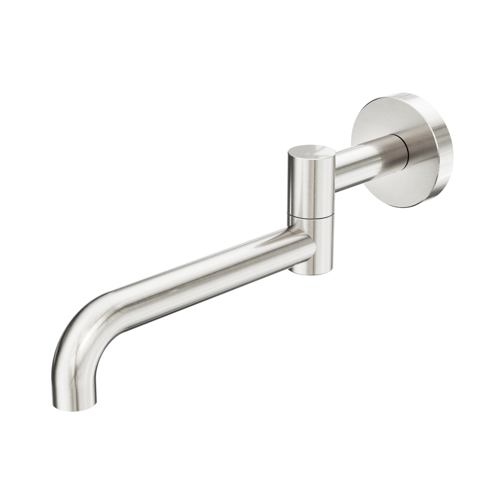 Nero Mecca Wall Mounted Swivel Bath Spout Only 225mm II, Brushed Nickel
