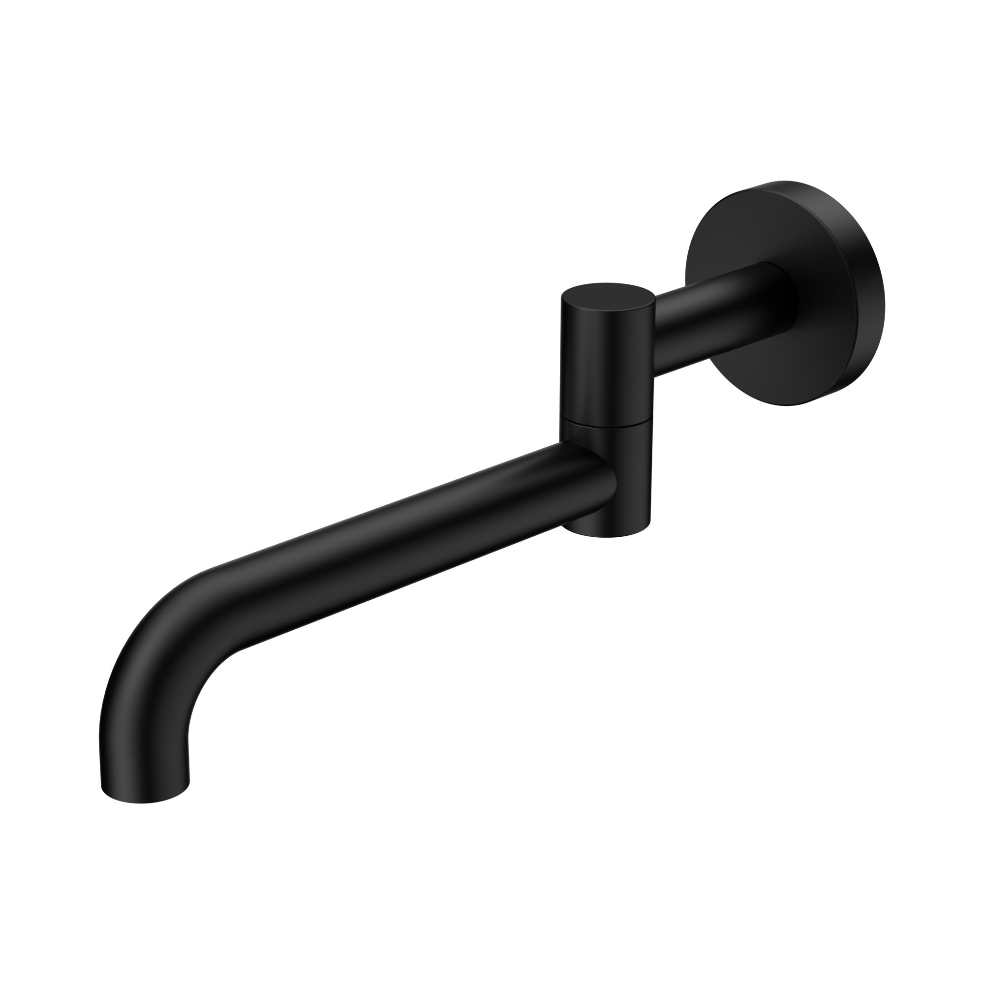 Nero Mecca Wall Mounted Swivel Bath Spout Only 225mm II, Matte Black