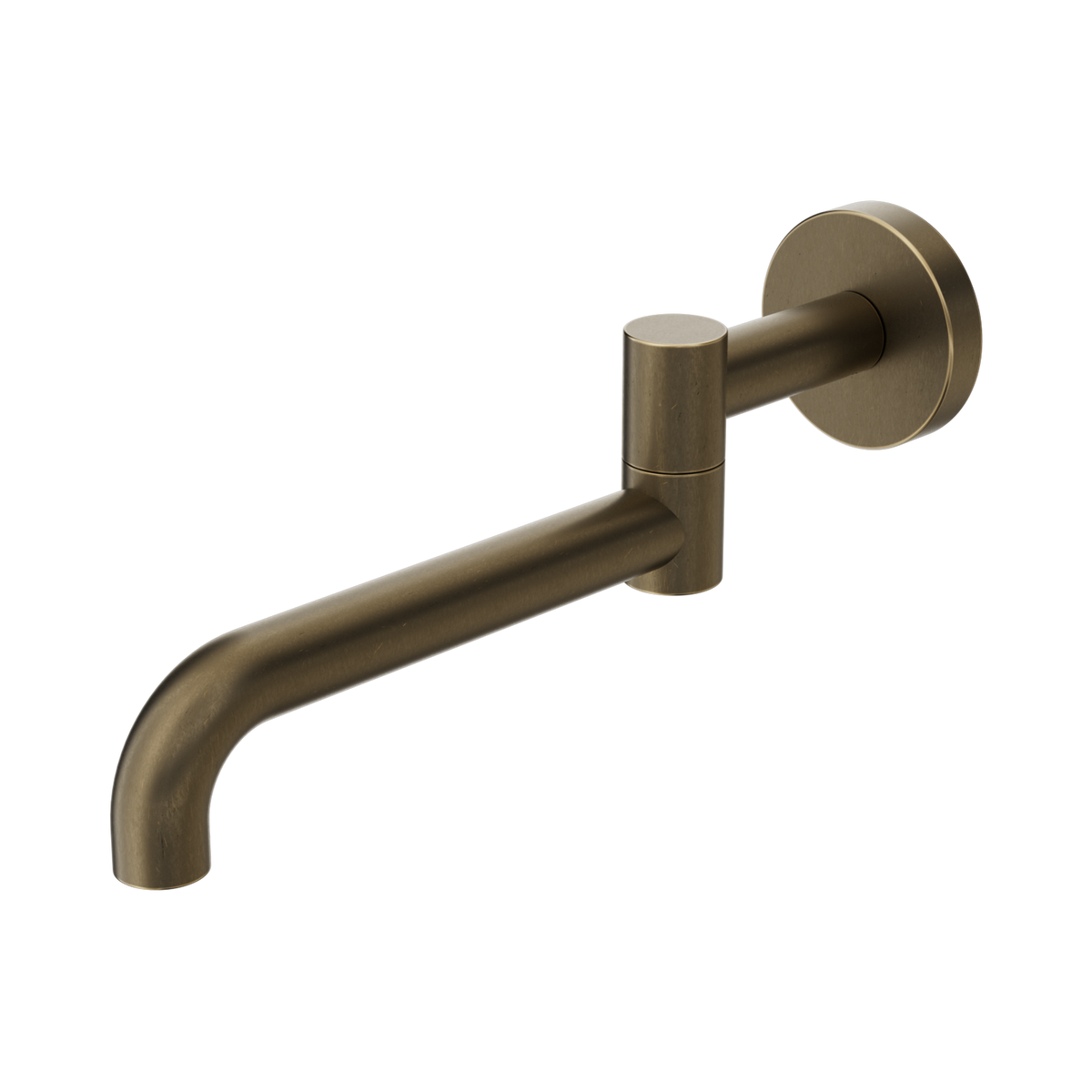 Nero Mecca Wall Mounted Swivel Bath Spout Only 225mm II, Tumbled Antique Brass