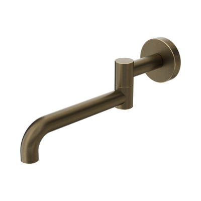 Nero Mecca Wall Mounted Swivel Bath Spout Only 225mm II, Tumbled Antique Brass