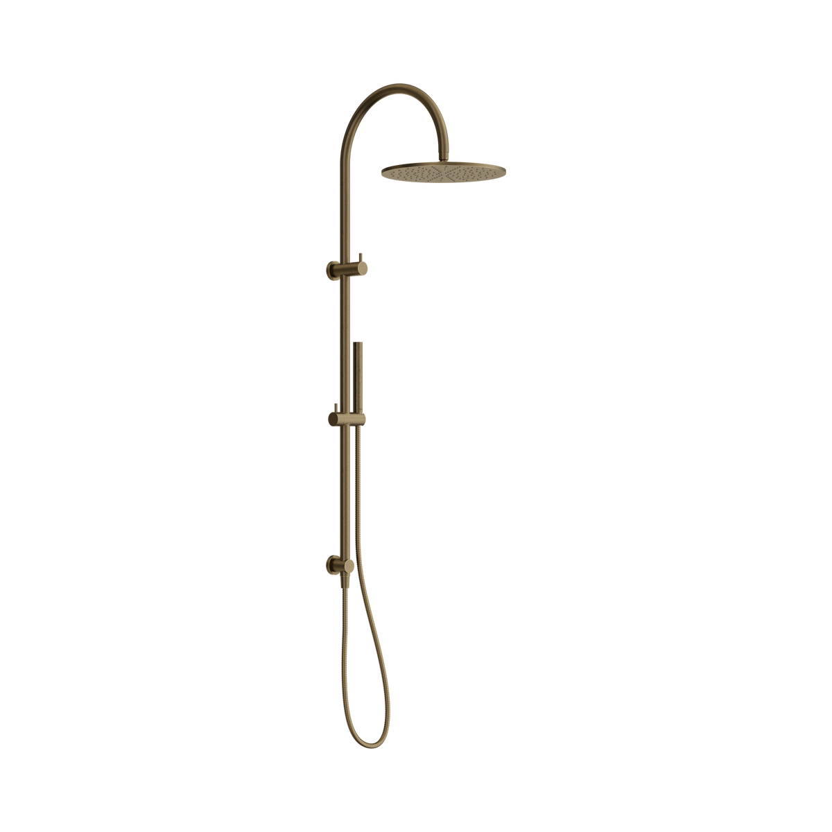 Nero Mecca Twin Shower With Slim Hand Shower, Tumbled Antique Brass
