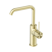 Nero Mecca Swivel Basin Mixer Square Spout, Brushed Gold