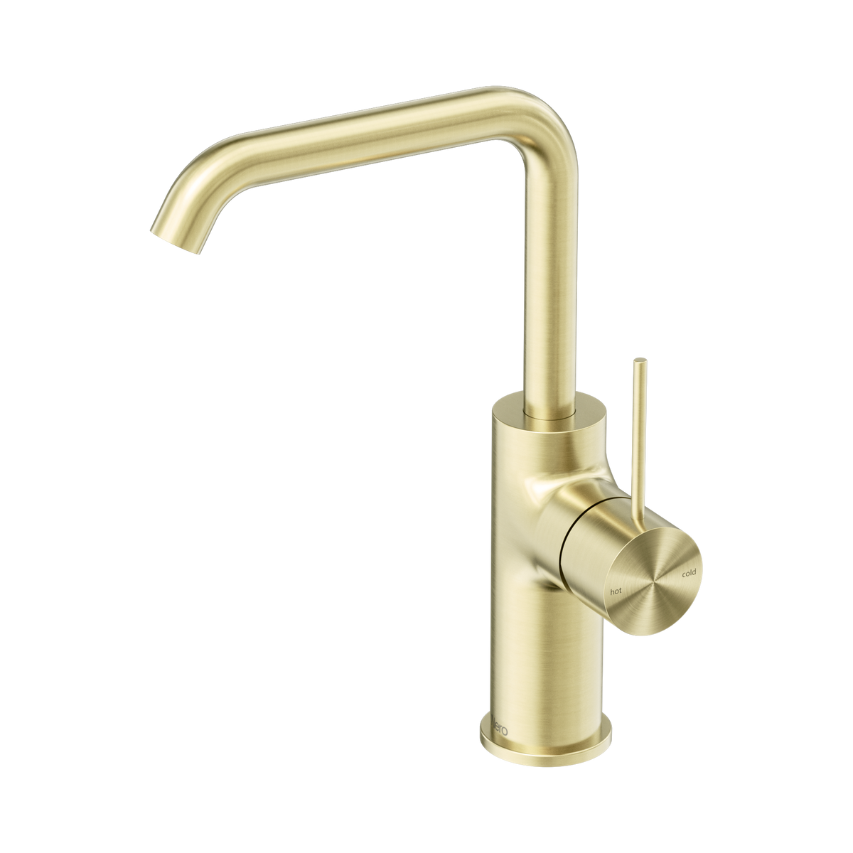 Nero Mecca Swivel Basin Mixer Square Spout, Brushed Gold