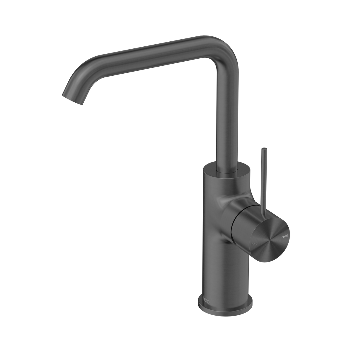 Nero Mecca Swivel Basin Mixer Square Spout, Gun Metal