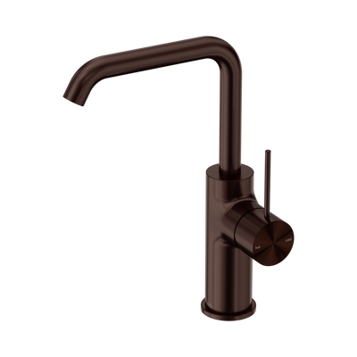 Nero Mecca Swivel Basin Mixer Square Spout, Rome Bronze