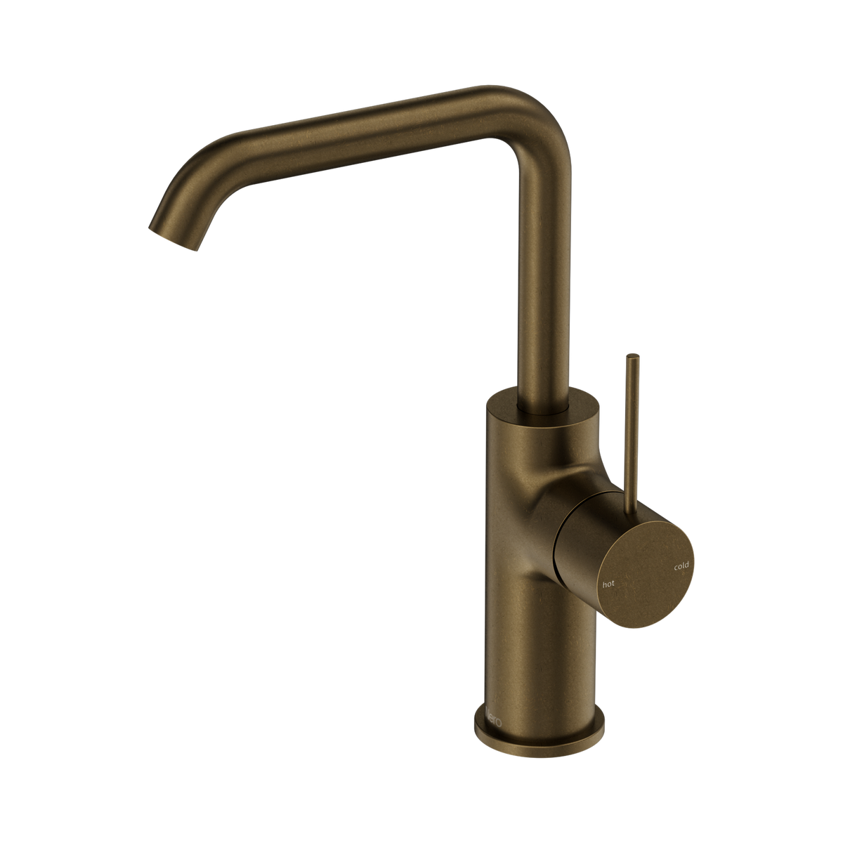Nero Mecca Swivel Basin Mixer Square Spout, Tumbled Antique Brass