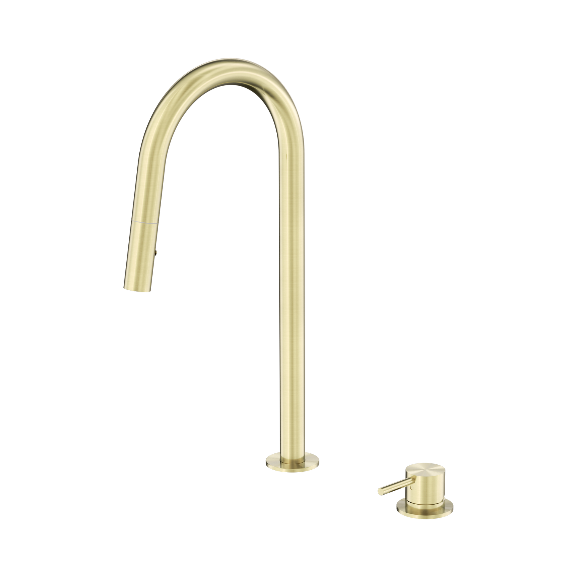 Nero Mecca Hob Mounted Pull Out Sink Mixer, Brushed Gold