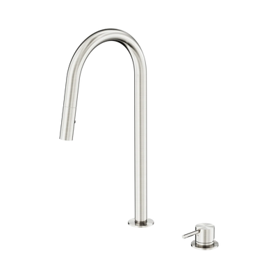 Nero Mecca Hob Mounted Pull Out Sink Mixer, Brushed Nickel