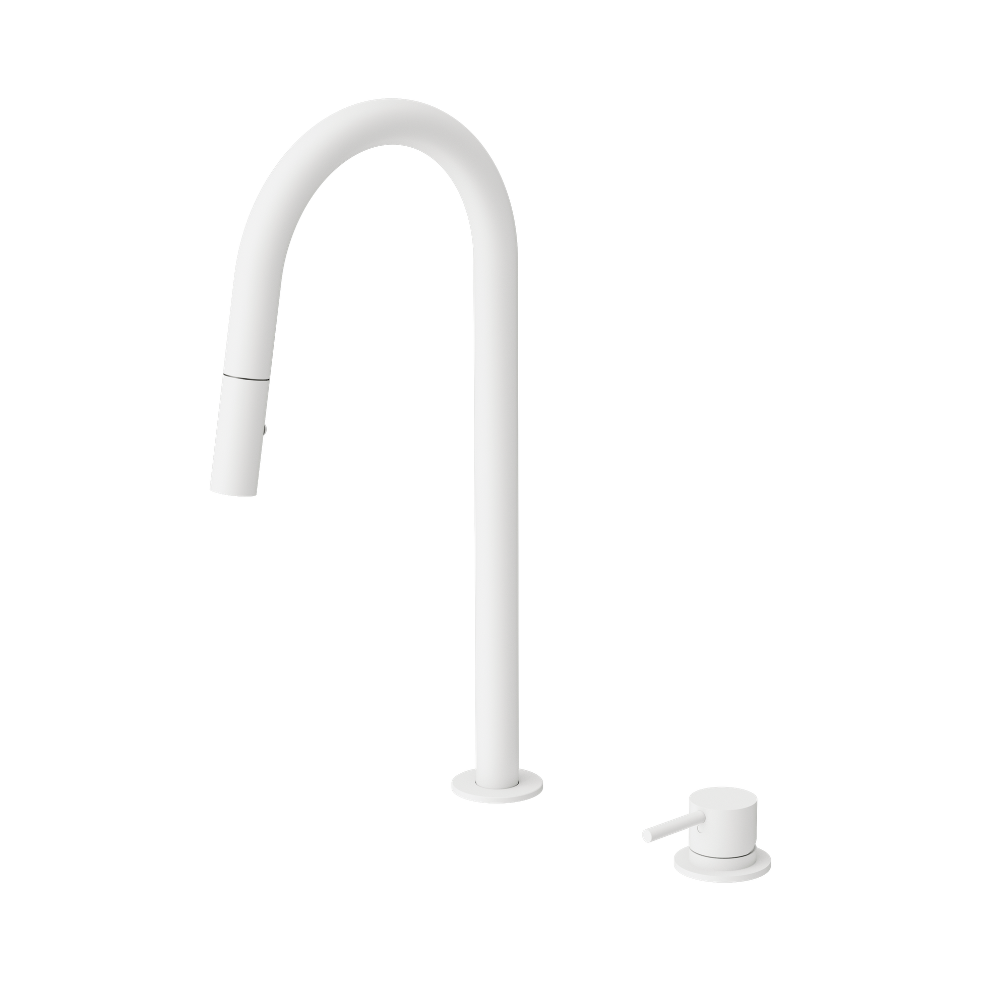 Nero Mecca Hob Mounted Pull Out Sink Mixer, Matte White