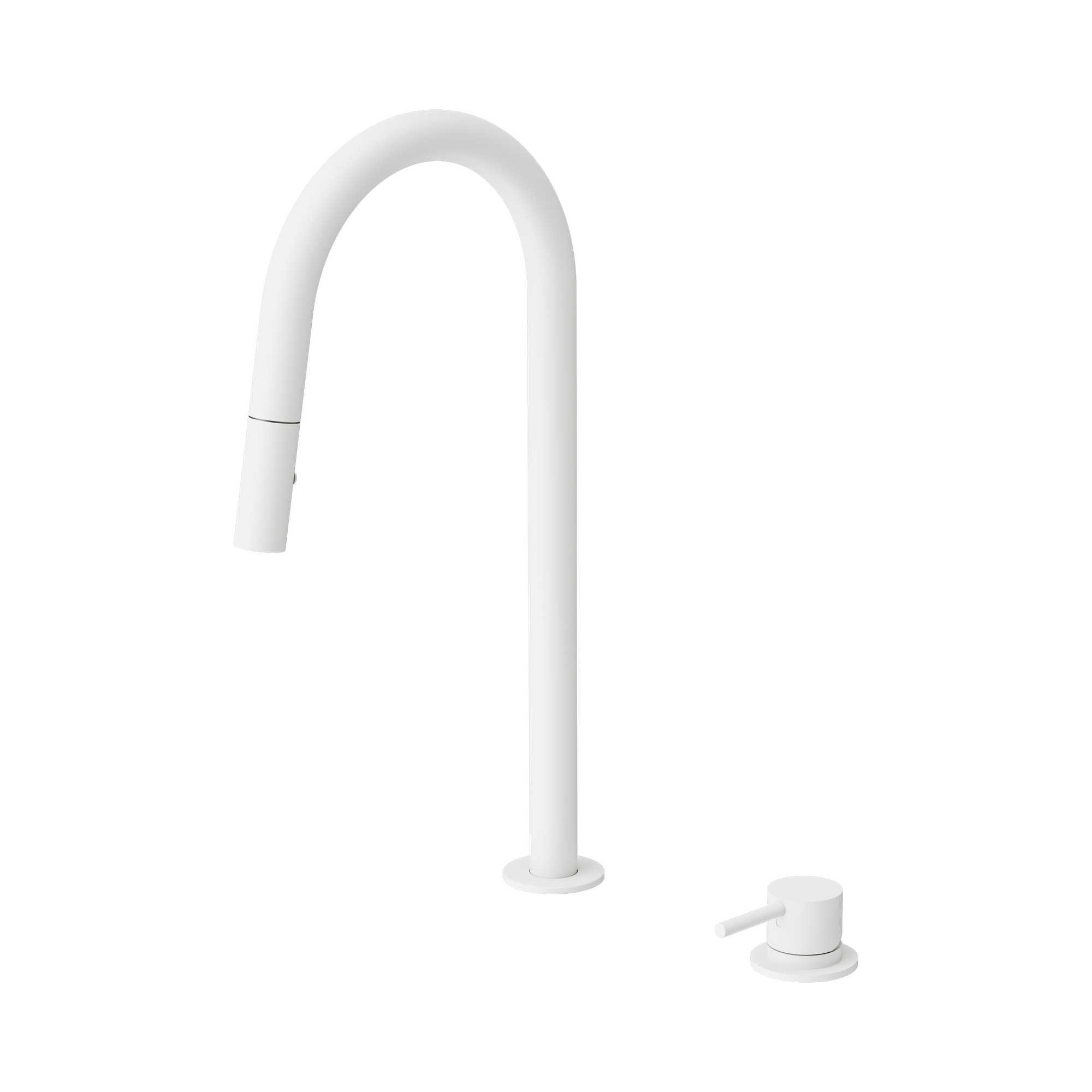 Nero Mecca Hob Mounted Pull Out Sink Mixer, Matte White