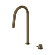 Nero Mecca Hob Mounted Pull Out Sink Mixer, Tumbled Antique Brass