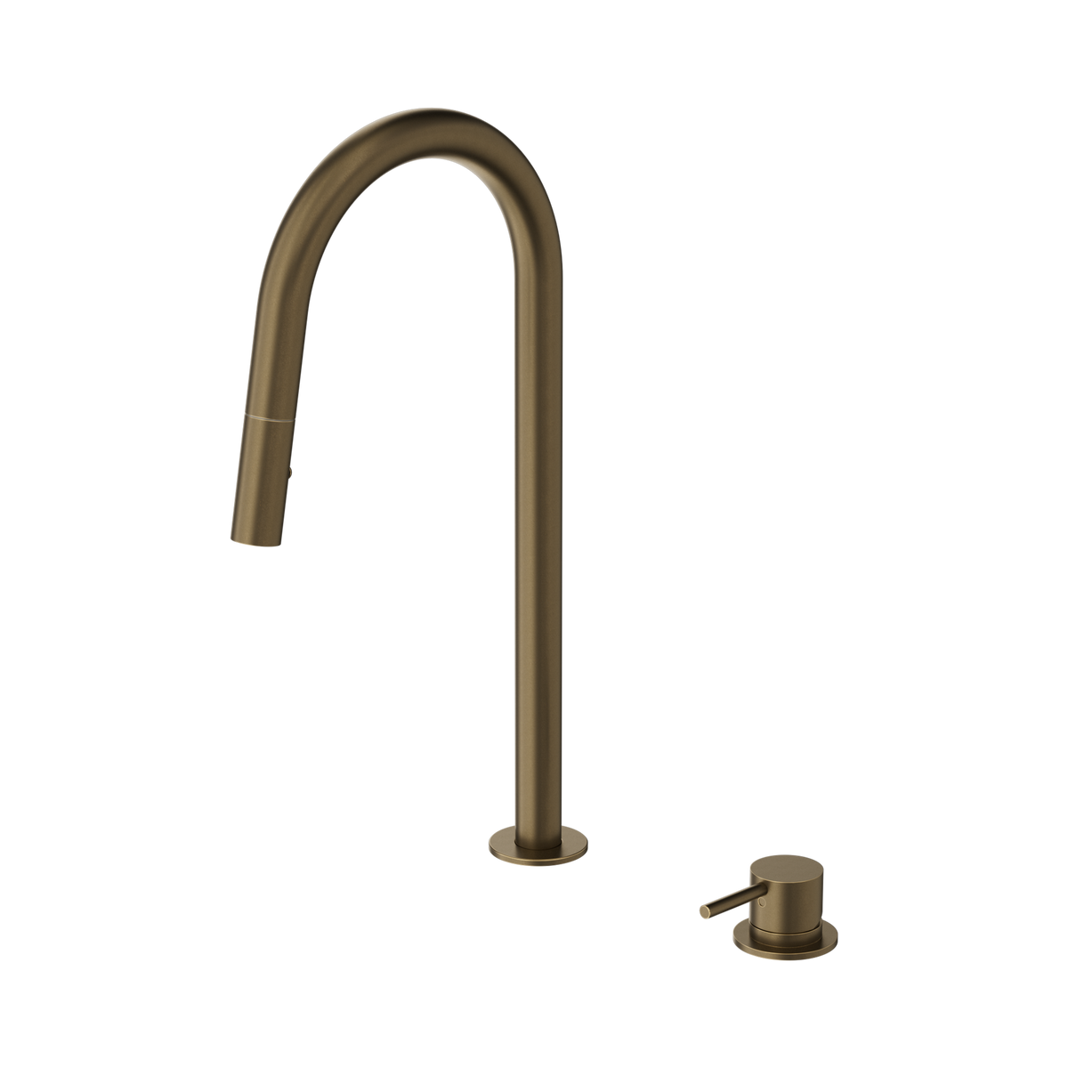 Nero Mecca Hob Mounted Pull Out Sink Mixer, Tumbled Antique Brass