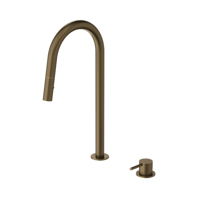 Nero Mecca Hob Mounted Pull Out Sink Mixer, Tumbled Antique Brass