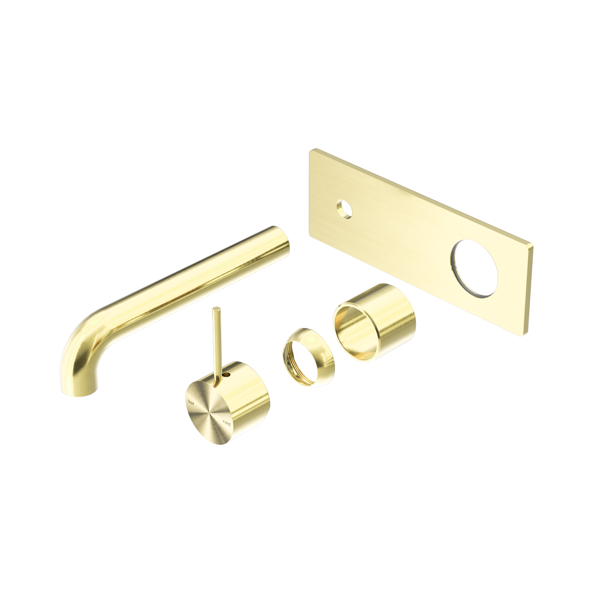 Nero Mecca Wall Mixer Set Handle Up 185mm Trim Kits Only, Brushed Gold