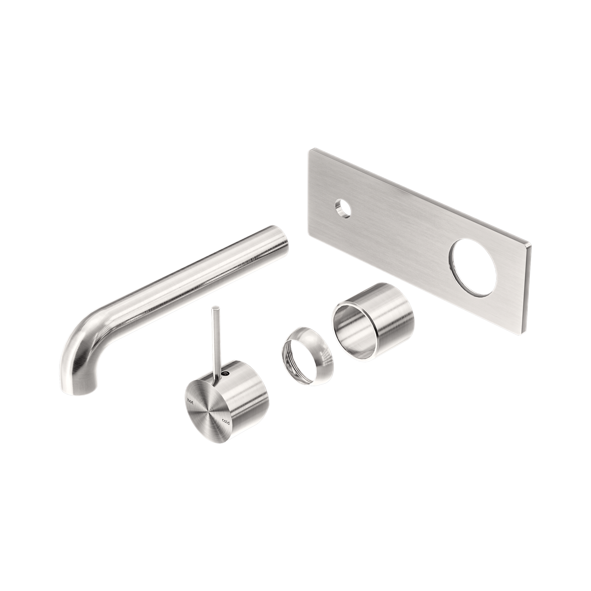 Nero Mecca Wall Mixer Set Handle Up 185mm Trim Kits Only, Brushed Nickel