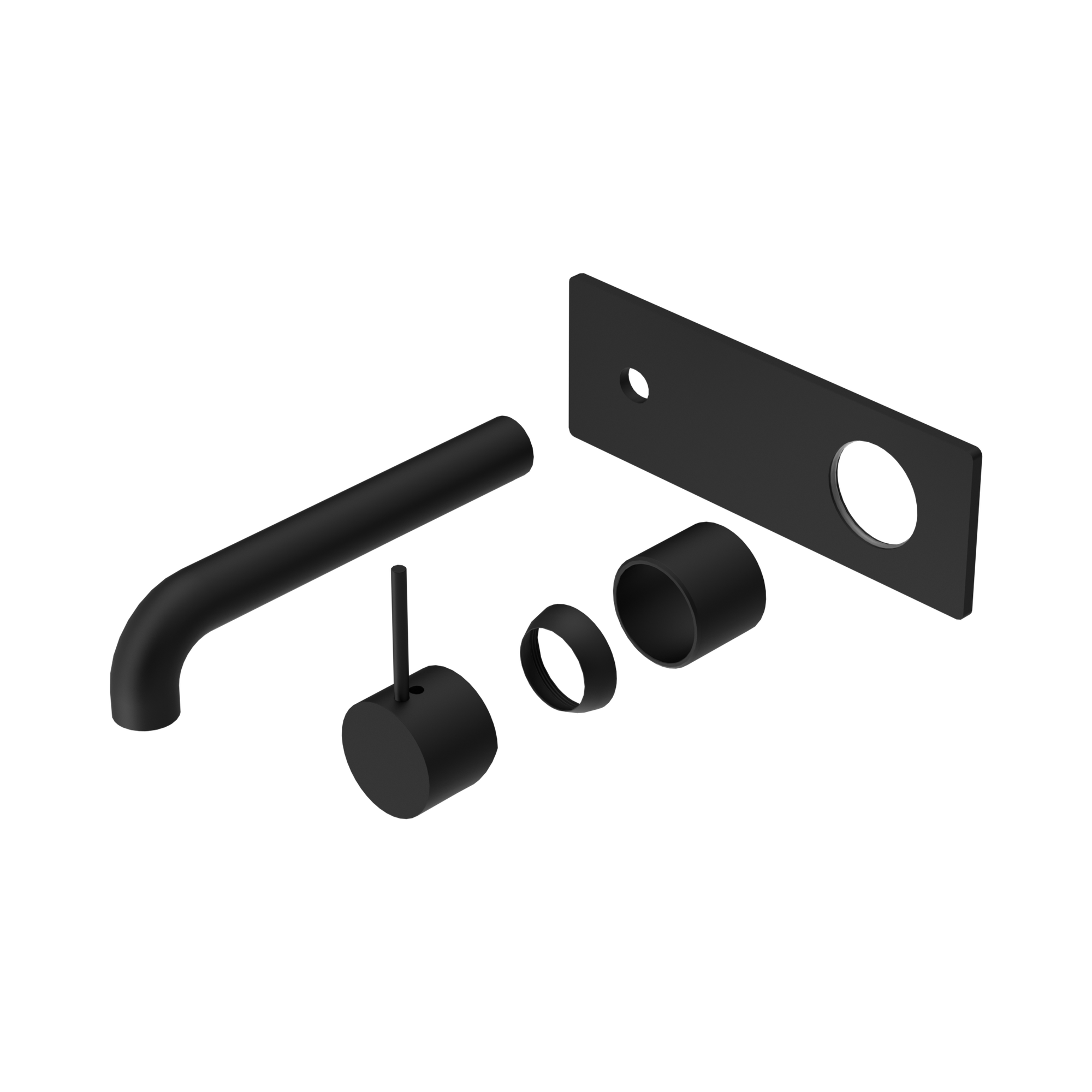 Nero Mecca Wall Mixer Set Handle Up 185mm Trim Kits Only, Matte Black