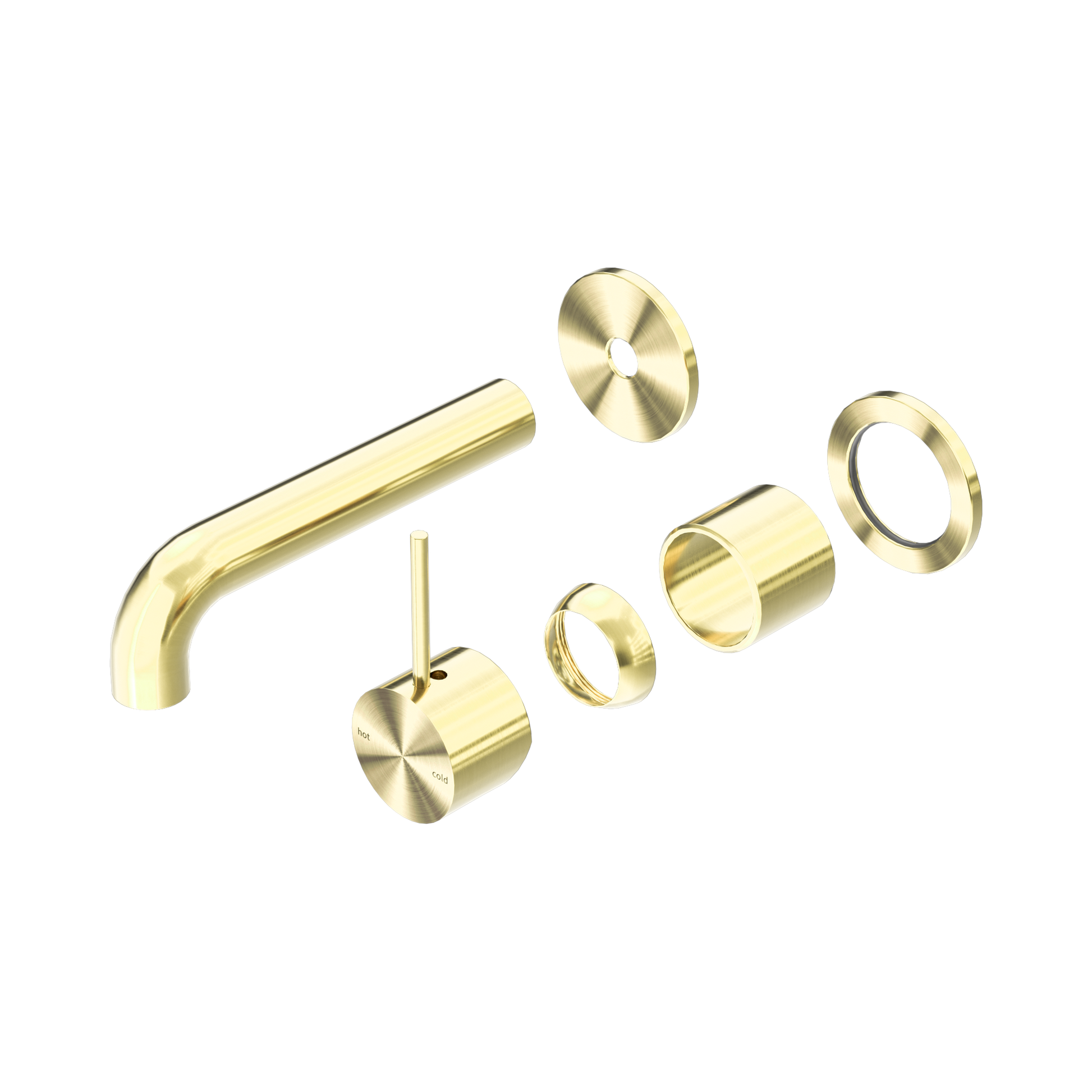 Nero Mecca Wall Mixer Set Separate Back Plate Handle Up 120mm Trim Kits Only, Brushed Gold