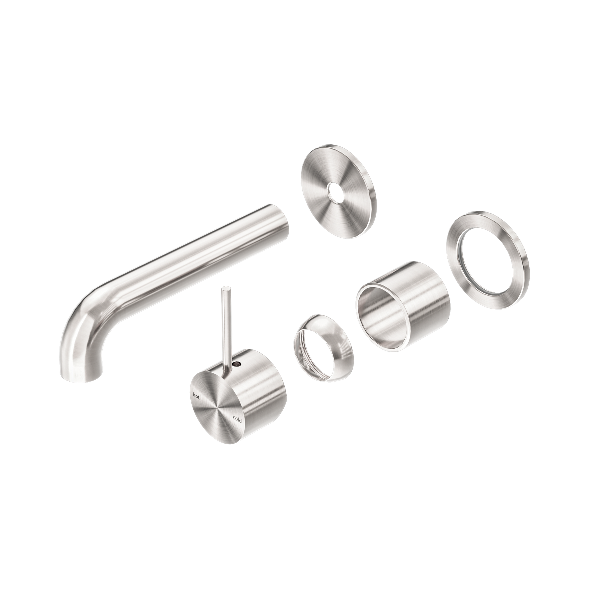 Nero Mecca Wall Mixer Set Separate Back Plate Handle Up 120mm Trim Kits Only, Brushed Nickel