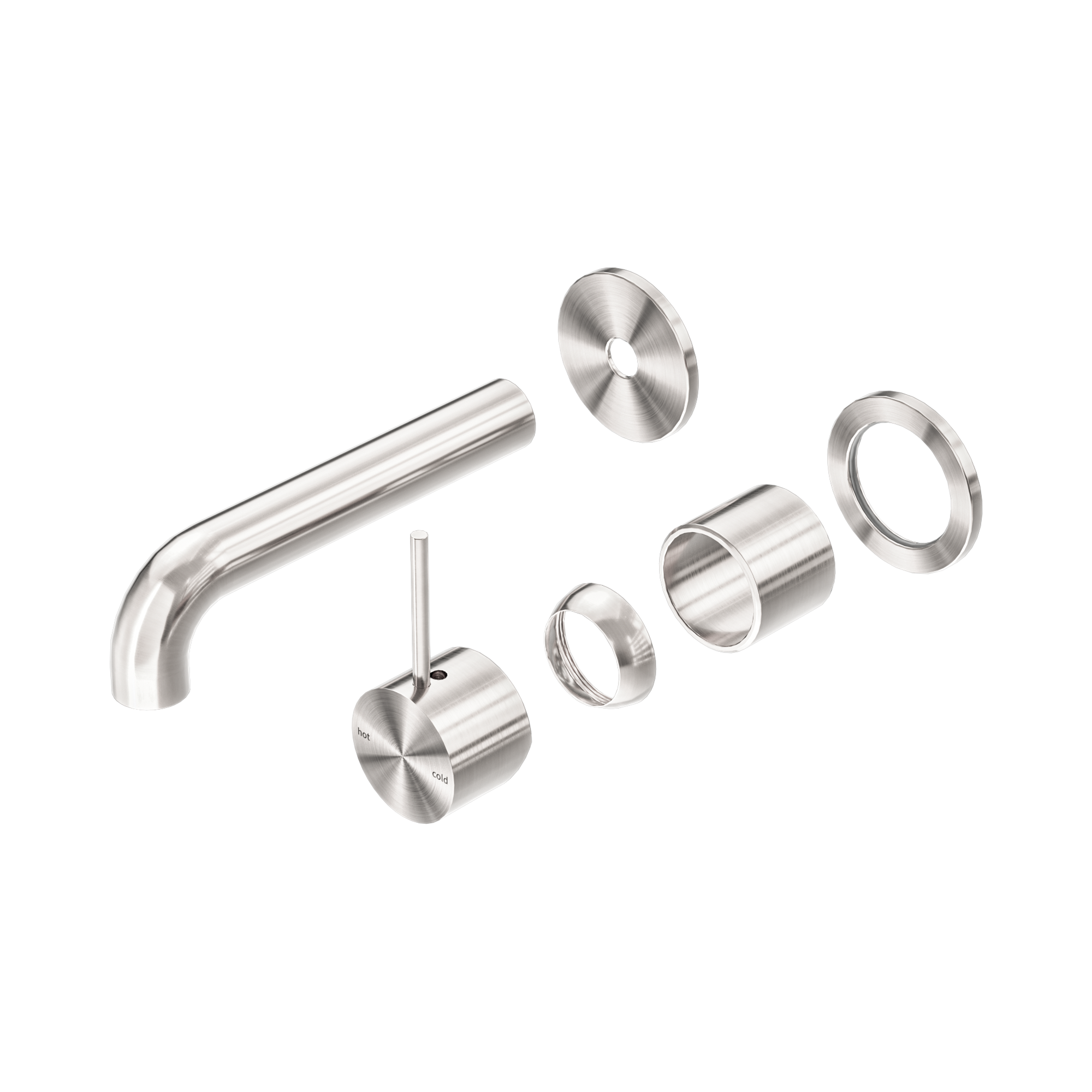 Nero Mecca Wall Mixer Set Separate Back Plate Handle Up 120mm Trim Kits Only, Brushed Nickel