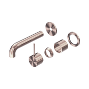 Nero Mecca Wall Mixer Set Separate Back Plate Handle Up 120mm Trim Kits Only, Brushed Bronze