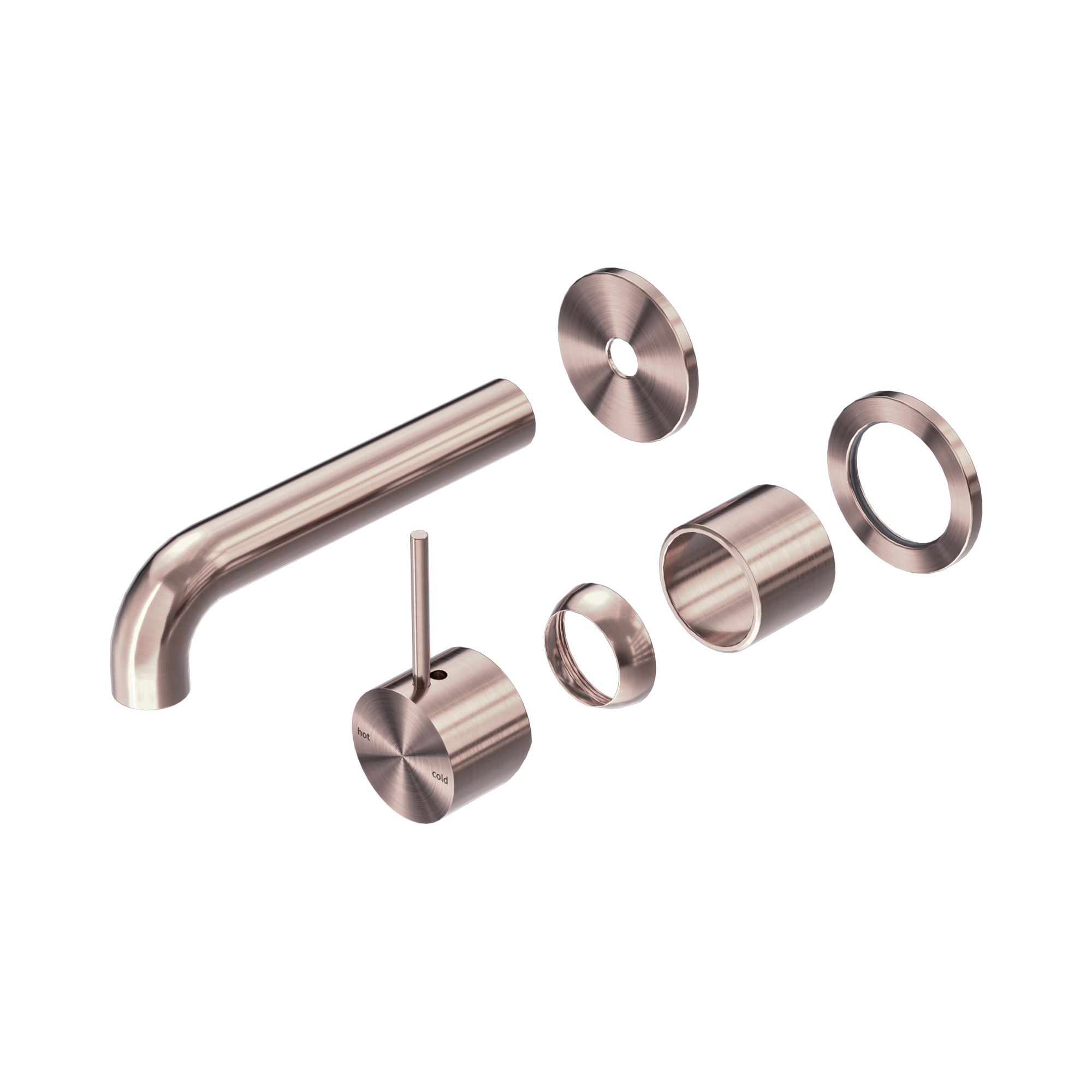 Nero Mecca Wall Mixer Set Separate Back Plate Handle Up 120mm Trim Kits Only, Brushed Bronze