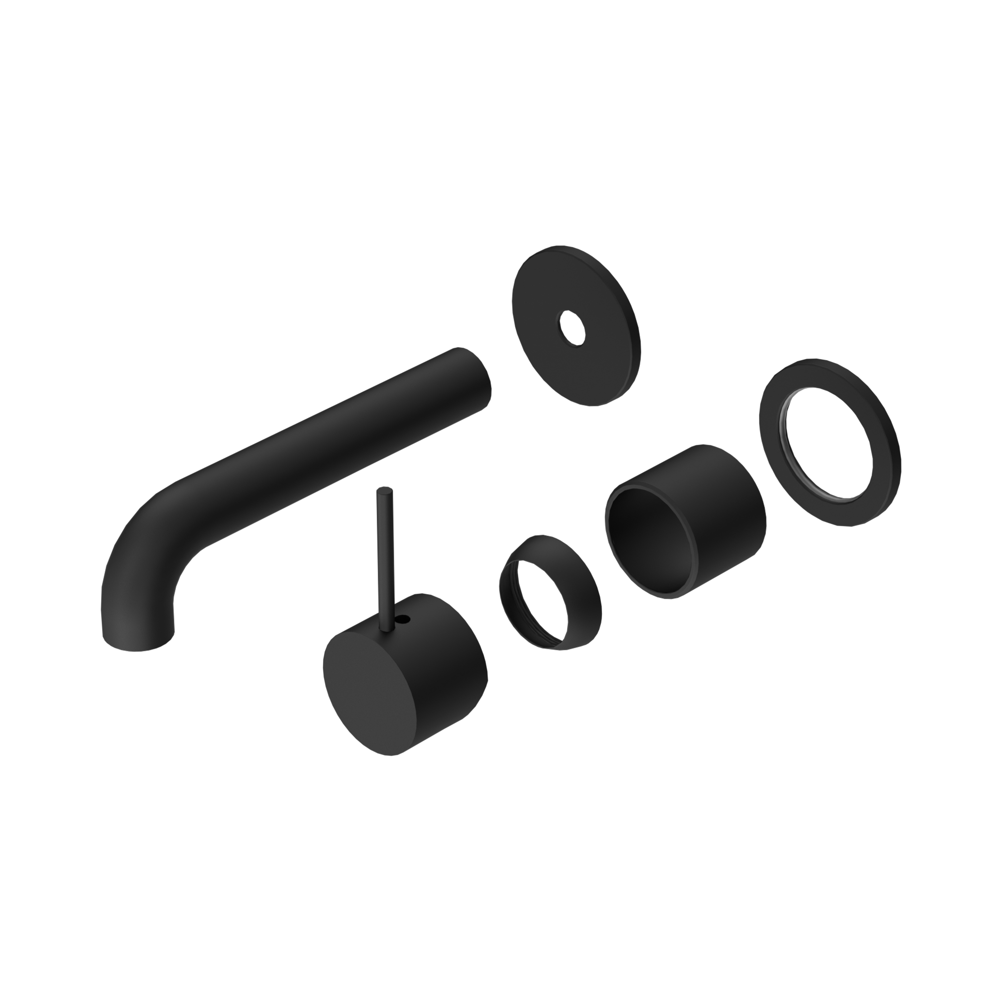 Nero Mecca Wall Mixer Set Separate Back Plate Handle Up 120mm Trim Kits Only, Matte Black