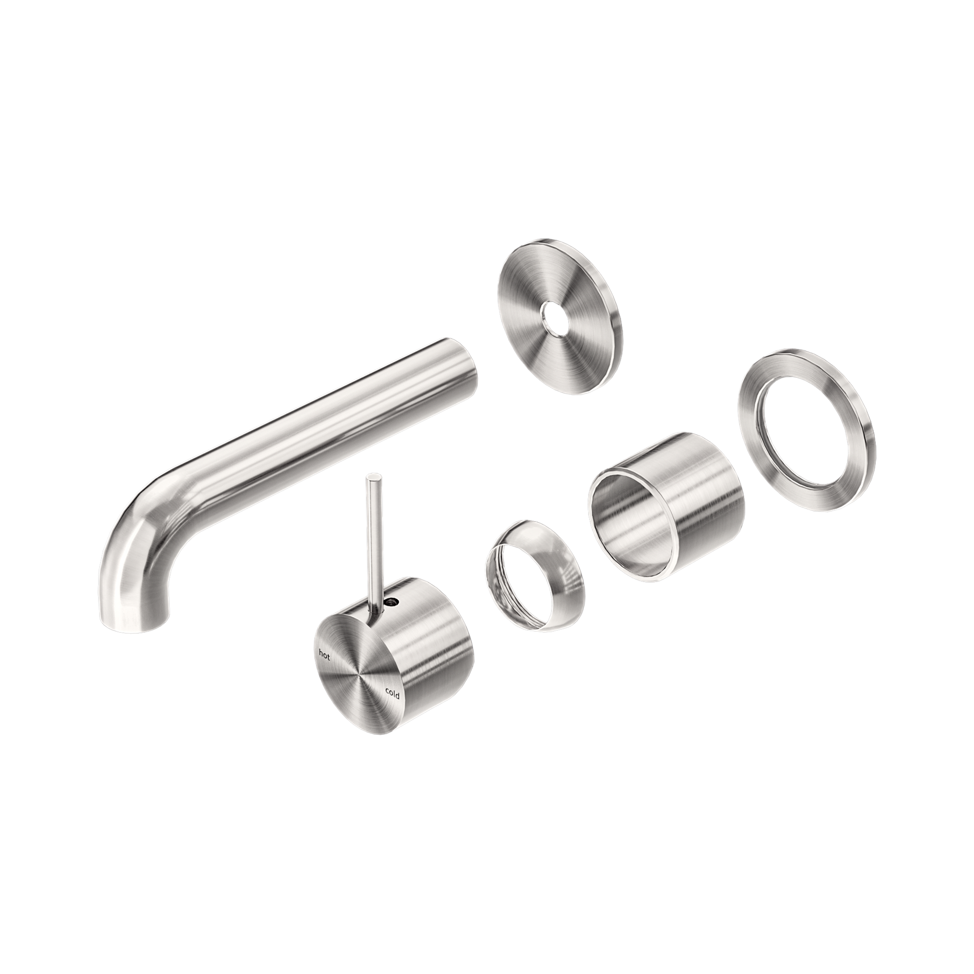 Nero Mecca Wall Mixer Set Separate Back Plate Handle Up 160mm Trim Kits Only, Brushed Nickel