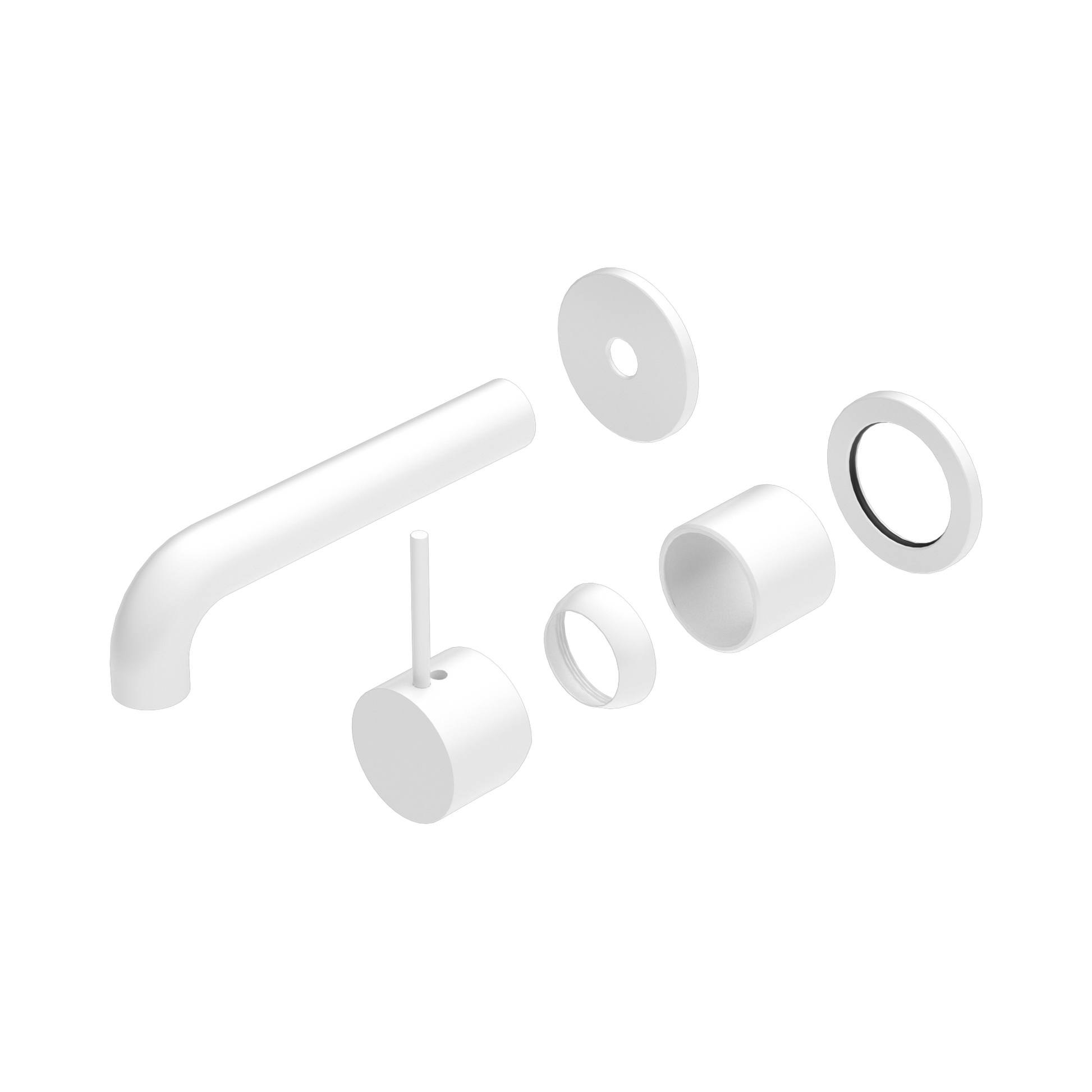 Nero Mecca Wall Mixer Set Separate Back Plate Handle Up 160mm Trim Kits Only, Matte White