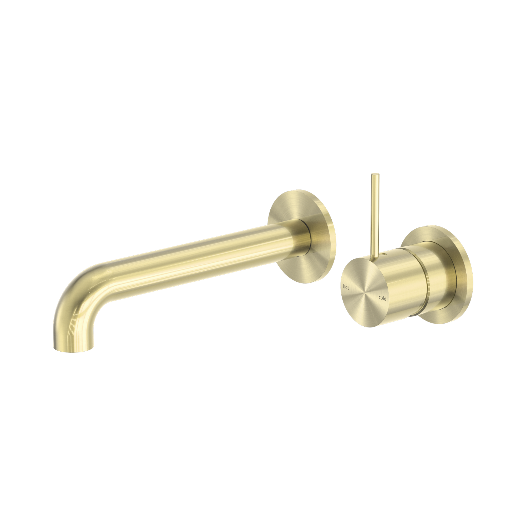 Nero Mecca Wall Mixer Set Separate Back Plate Handle Up 185mm, Brushed Gold