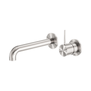 Nero Mecca Wall Mixer Set Separate Back Plate Handle Up 185mm, Brushed Nickel