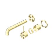 Nero Mecca Wall Mixer Set Separate Back Plate Handle Up 185mm Trim Kits Only, Brushed Gold