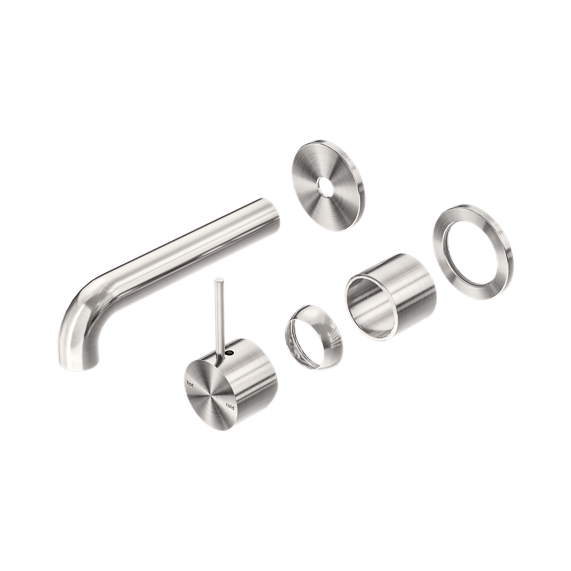 Nero Mecca Wall Mixer Set Separate Back Plate Handle Up 185mm Trim Kits Only, Brushed Nickel