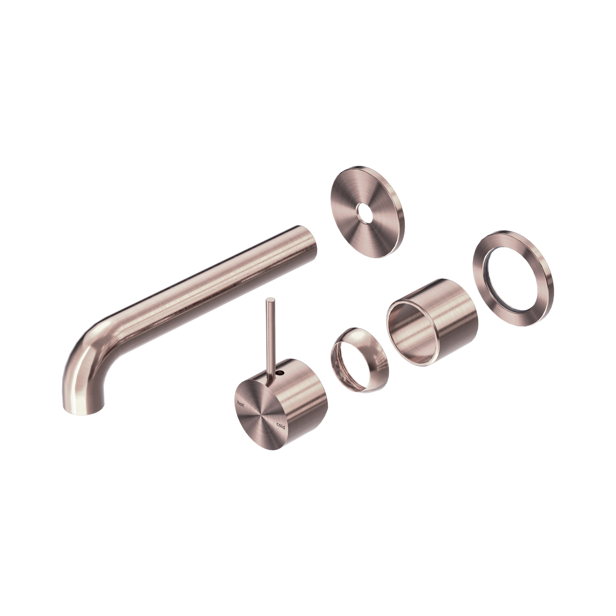 Nero Mecca Wall Mixer Set Separate Back Plate Handle Up 185mm Trim Kits Only, Brushed Bronze