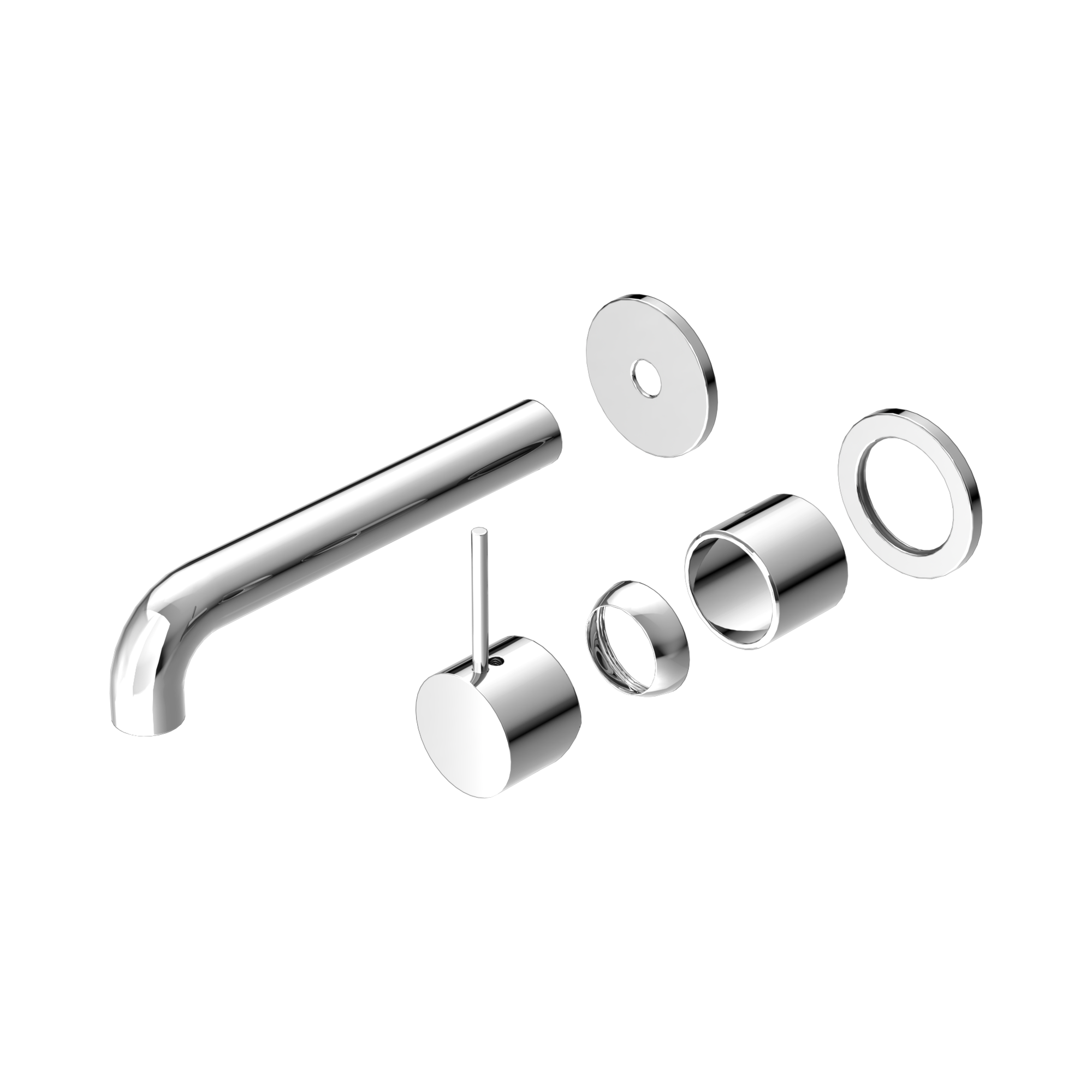 Nero Mecca Wall Mixer Set Separate Back Plate Handle Up 185mm Trim Kits Only, Chrome