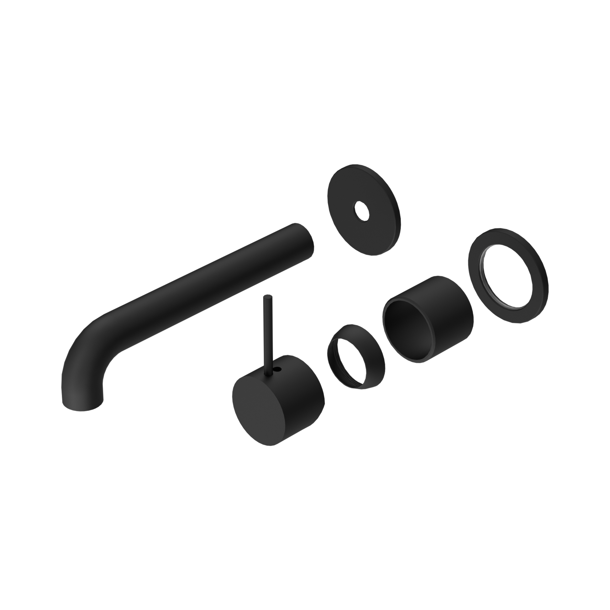 Nero Mecca Wall Mixer Set Separate Back Plate Handle Up 185mm Trim Kits Only, Matte Black