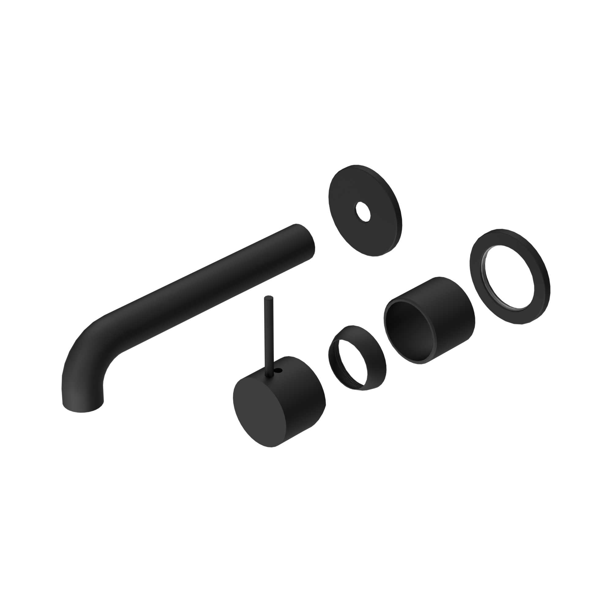 Nero Mecca Wall Mixer Set Separate Back Plate Handle Up 185mm Trim Kits Only, Matte Black