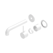 Nero Mecca Wall Mixer Set Separate Back Plate Handle Up 185mm Trim Kits Only, Matte White