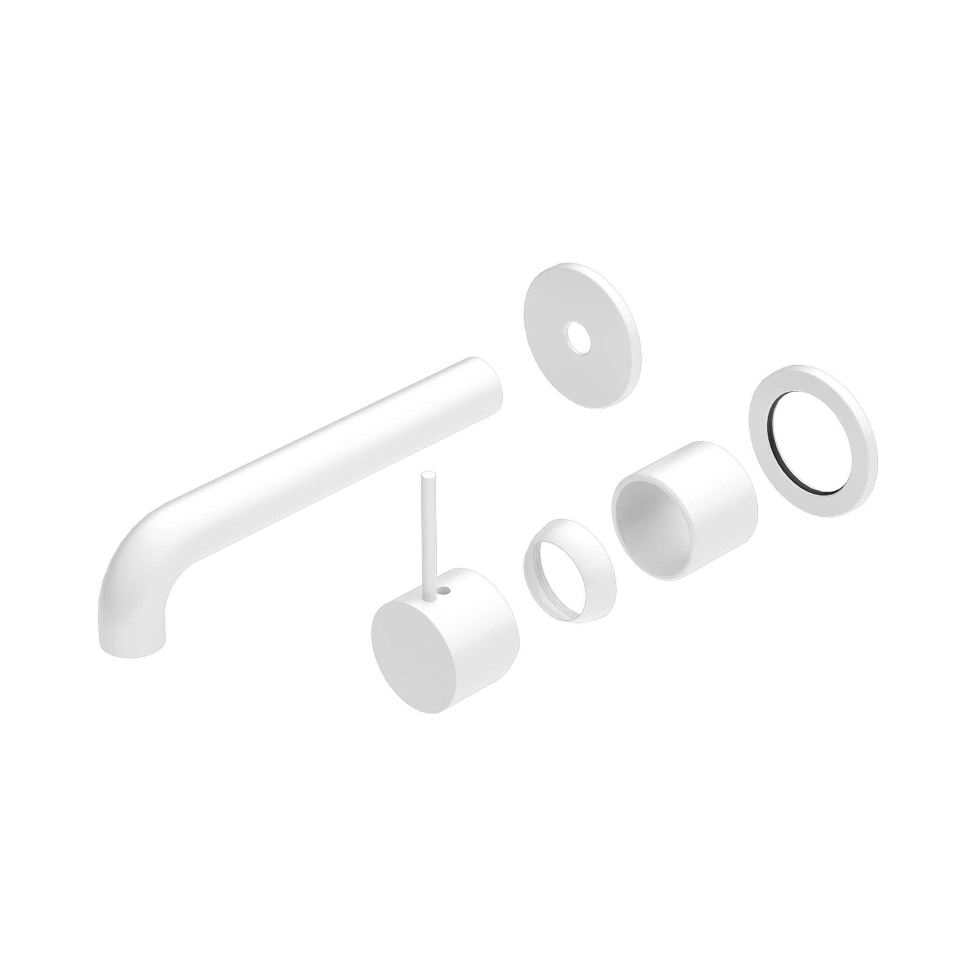 Nero Mecca Wall Mixer Set Separate Back Plate Handle Up 185mm Trim Kits Only, Matte White