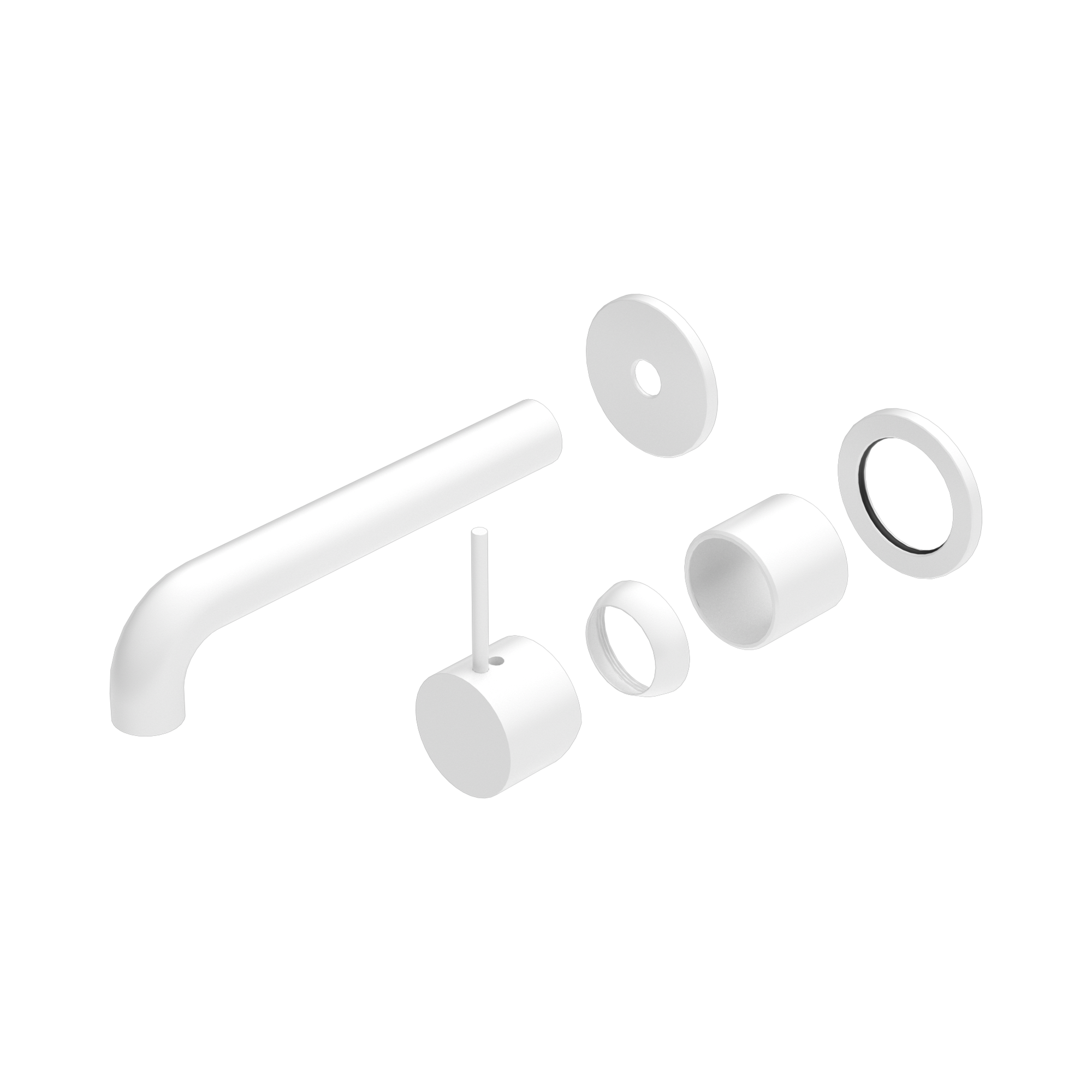 Nero Mecca Wall Mixer Set Separate Back Plate Handle Up 185mm Trim Kits Only, Matte White